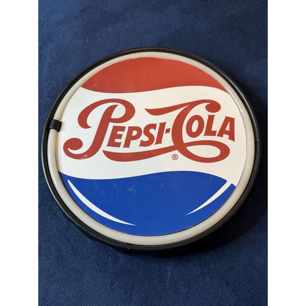 Pepsi Cola Sign Bottle Cap LED Light Soda Pop Gas Oil Vintage Style Wall Decor